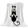 Schwarz-Weiß-Katzenmuster Flanell-Kuscheldecke für Sofa Bett Couch Weich Leicht Gemütlich Kinder Erwachsene Reisen Camping Geschenke