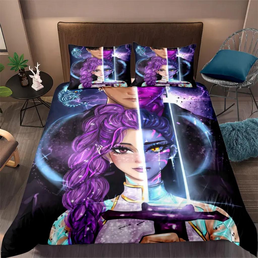 KPop D-Demon Hunters Bedding Set Single Halloween Costume Bedding Set - 2-3 Piece Comforter Quilt Duvet Cover Pillow Case Sets