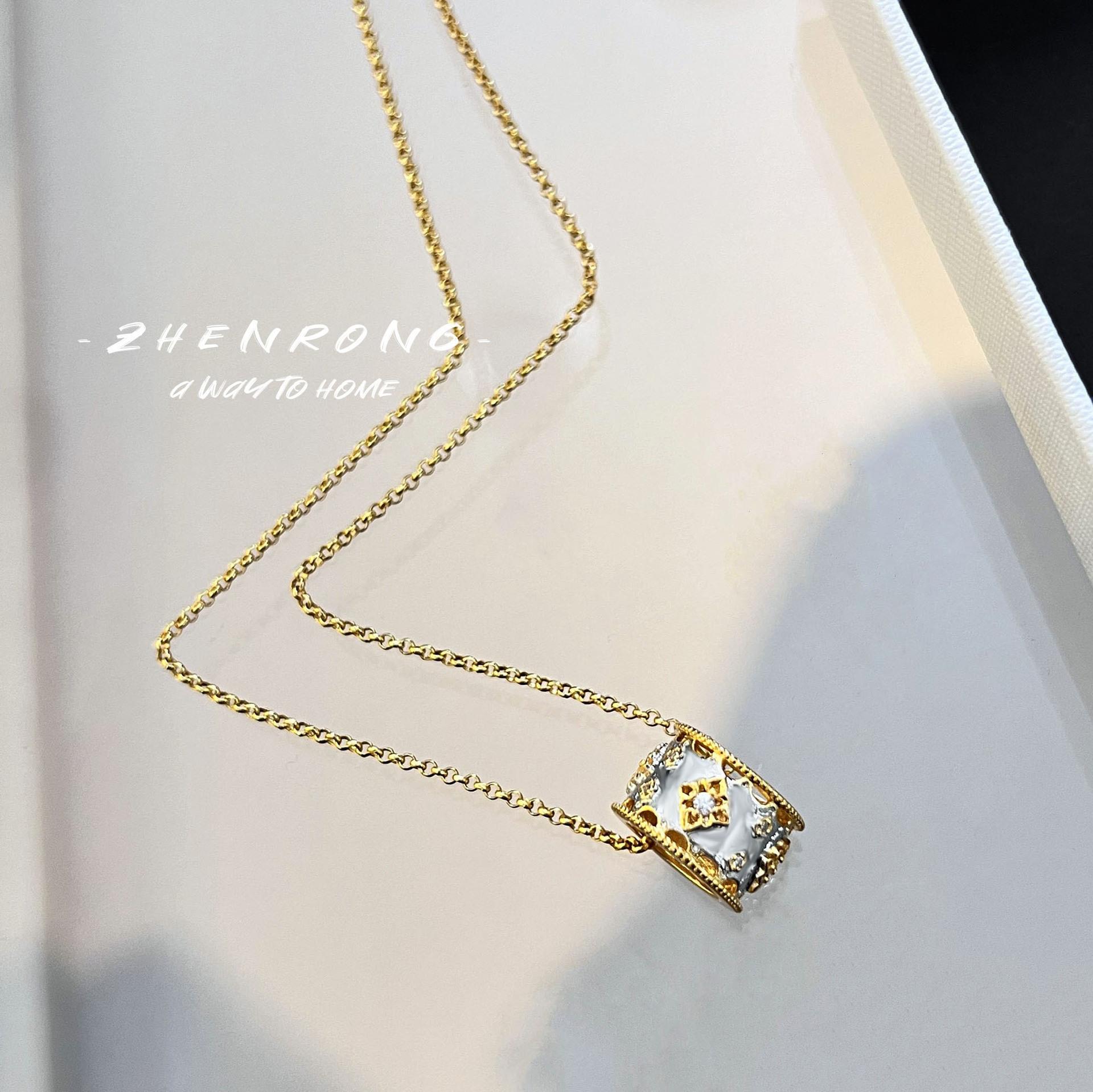 

BELLA BOX Двоколірне намисто із золотим кільцем у стилі італійського братті, яке підходить для жіночого весілля Модні прикраси