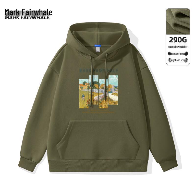 Mark Huafei Men's 2025 Fall Oil Painting Style Hooded Sweatshirt
