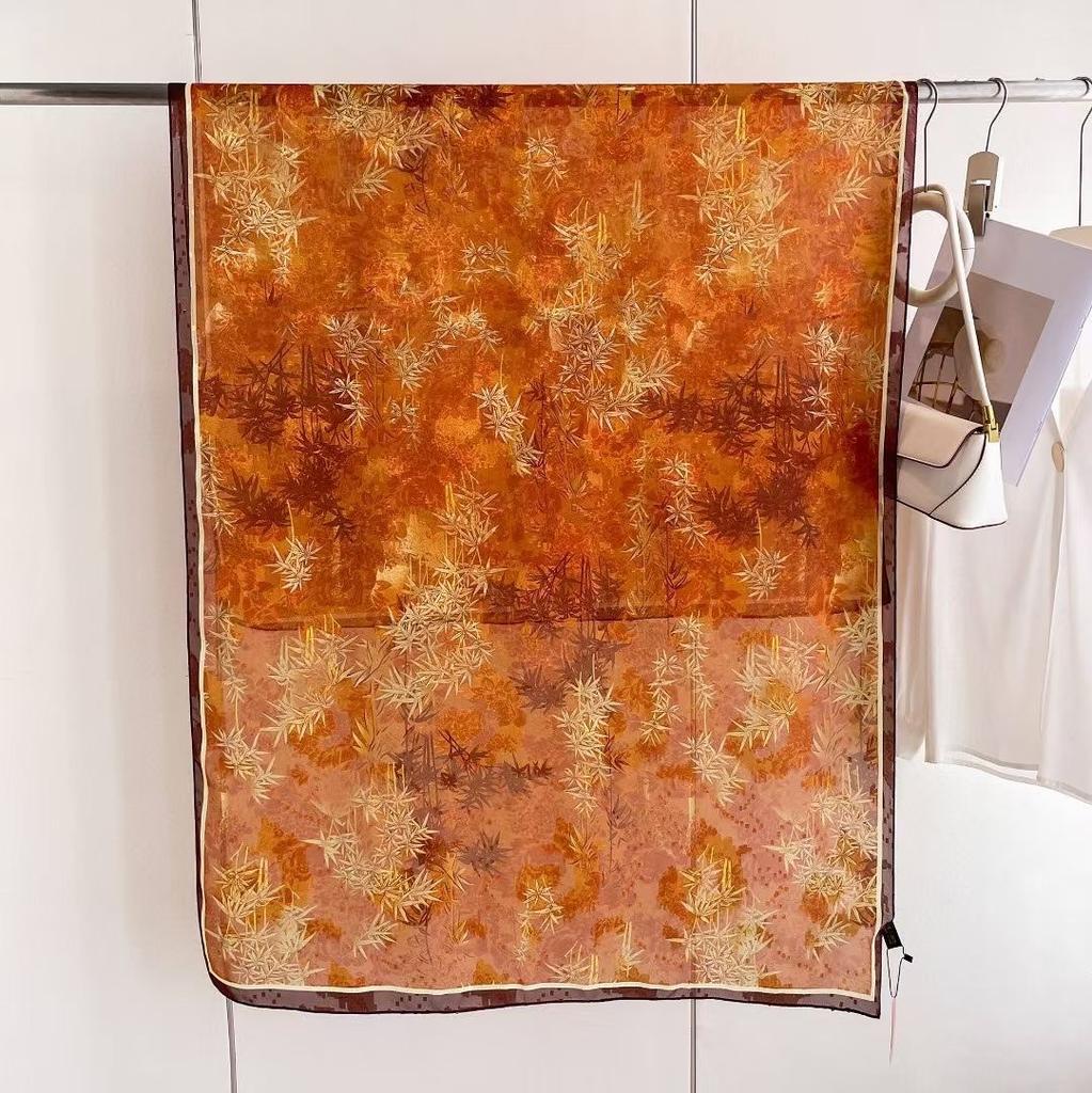 New Style  Thin Chinese Style Jacquard High-end  Versatile Double-sided High-end Silk Scarf