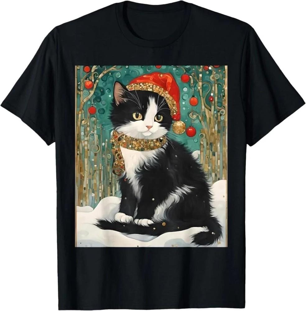 Tuxedo Cat Funny Xmas Tees, Cat Christmas 2024 T-Shirt, Unisex Tee HS263 Unisex T-Shirt XL