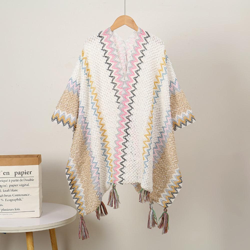 Neck Wrap Tassel Scarves Warm Knitted Cape Simple Imitation Cashmere Scarf Travel Vacation