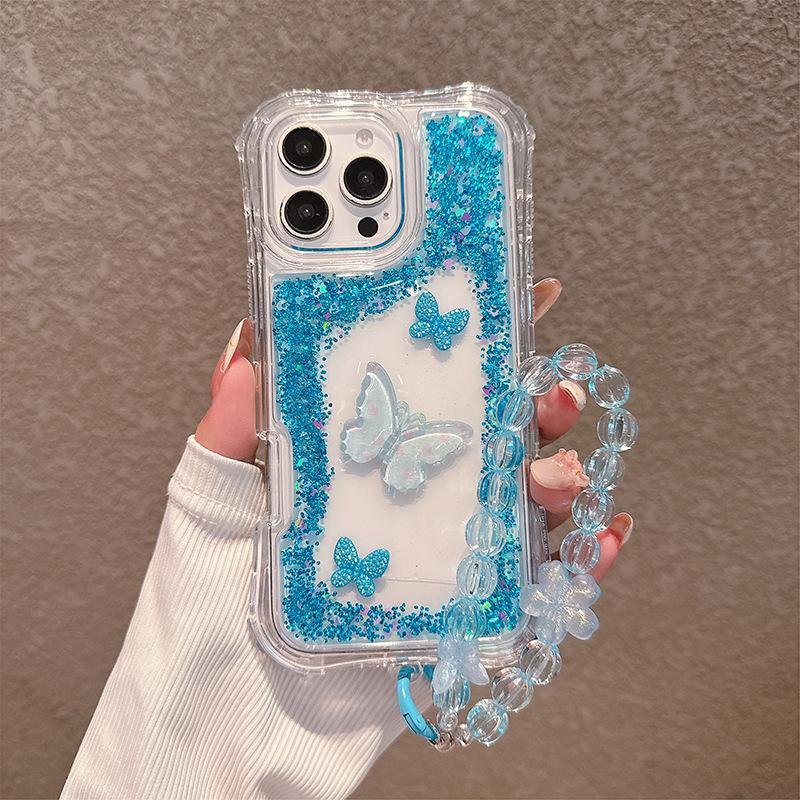 

New Product for IP16PROMAX Waist Beauty Three-in-One Glitter Powder Epoxy Butterfly Accessories Bracelet Ins Style For iPhone 16 Pro Max 6.9