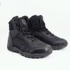 Winter Men's Wool Medium Tube Training Boots Anti-scratch Canvas Splicing Warm and Cold-proof Boots Outdoor Windproof Tongue Anti-collision