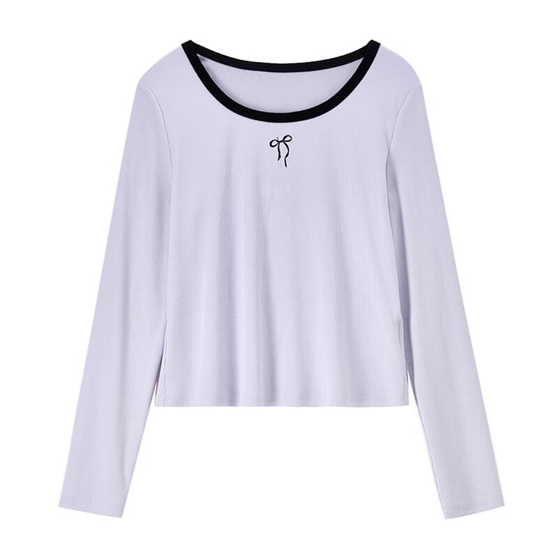 Women's Cotton Blend Knitted Long-Sleeve T-Shirt