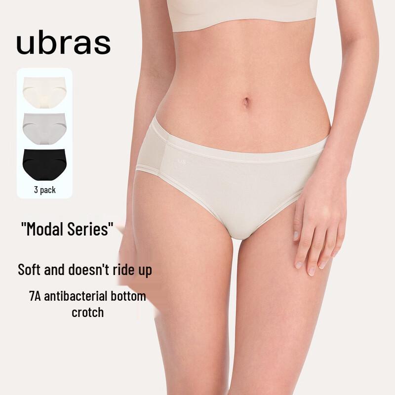 UBRAS Modal High-Cut 7A Antibacterial Mid-Waist Underwear XXL