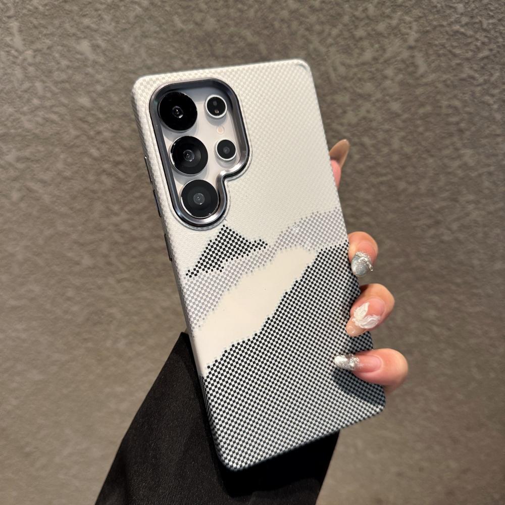 For Magsafe For Samsung S26 S25 S24 Ultra Plus Carbon Fiber Texture Phone Case Wireless Charge Alloy Lens Hard PC Points Cover