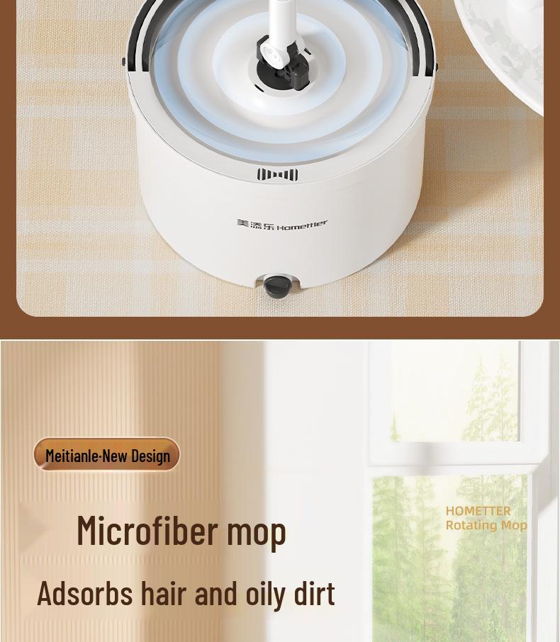 Meitianle Rotating Mop: Clean & Dirty Separation, Lazy Household Cleaning Tool, Durable Pole, Trending Item.
