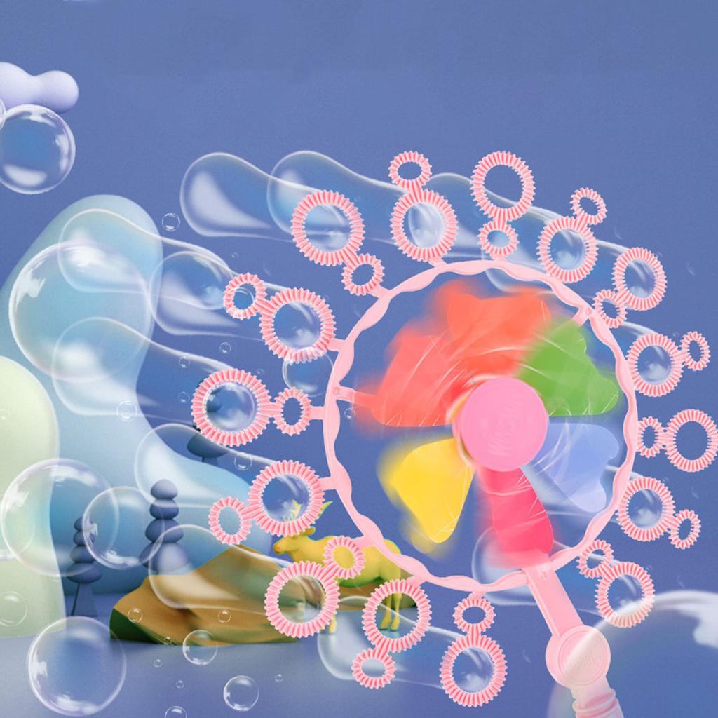 Windmühle Seifenblasenstab Abnehmbar Mehrloch Kinder Windrad Seifenblasenmaschine für Reise Outdoor Rosa