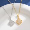 Exquisite Four-Leaf Clover Zircon Necklace: Women's Light Luxury Full Diamond Pendant Clavicle Chain