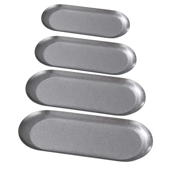 Serviertablett aus Edelstahl Retro Japanischer Stil Ovales Dessertteller für Camping Rustikaler Handtuchhalter Geschirr für die Heimküche Schwerlast Metallplatte