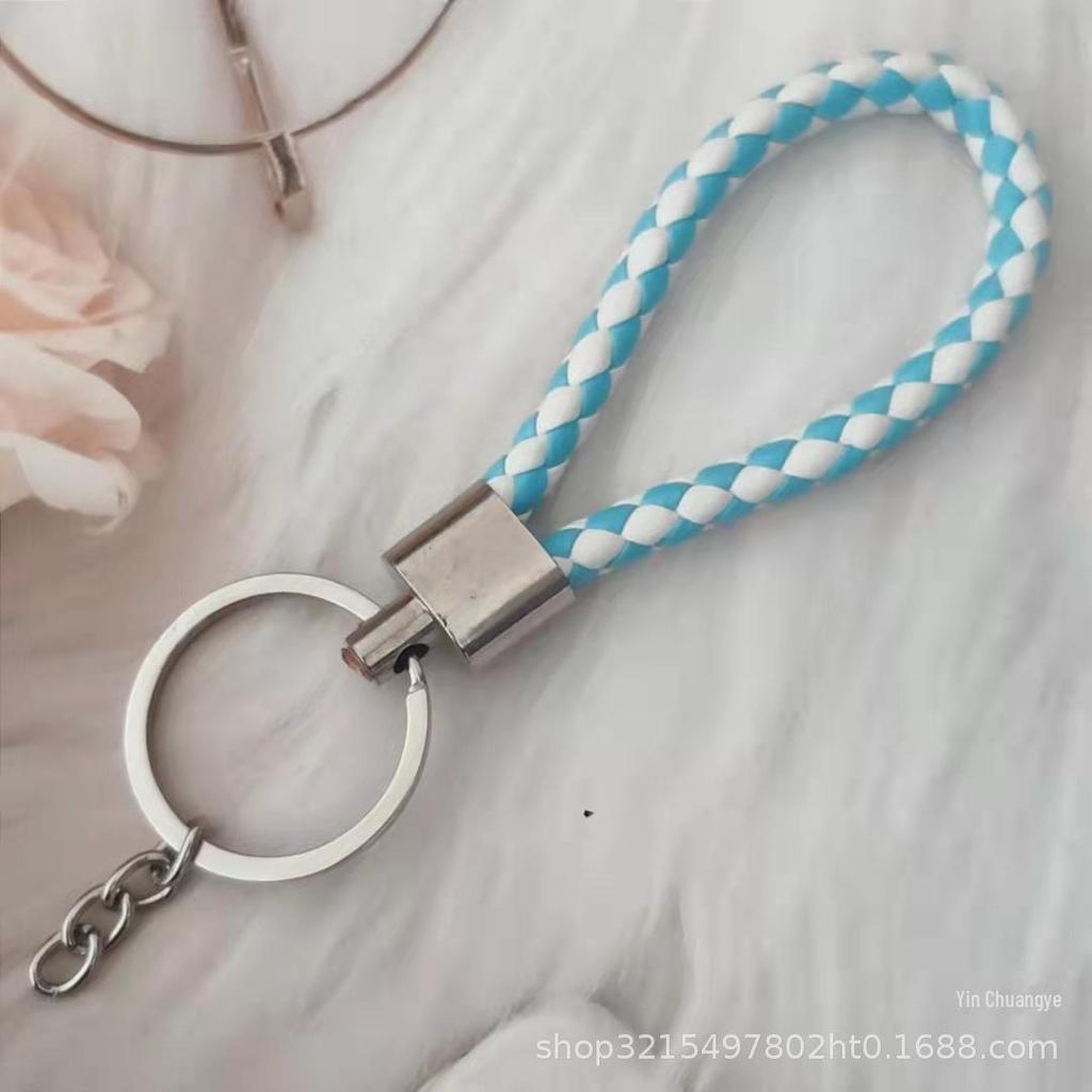 Gevlochten Lederen Touw Sleutelhanger met Poppenhanger - Modieus en Creatief Accessoire
