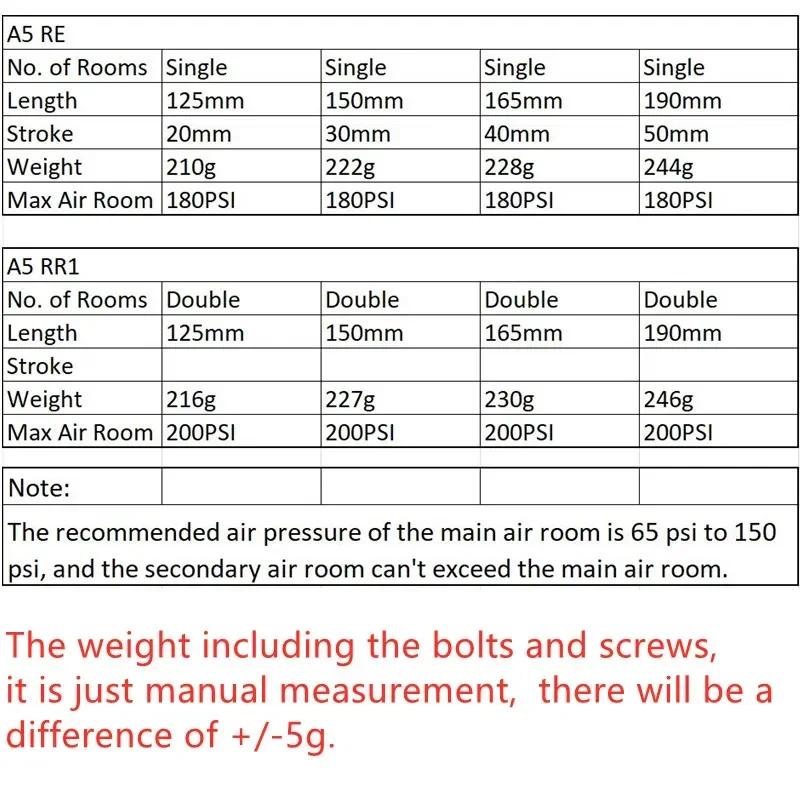 A5-RR1 Dual / Solo Air Rear Shock KS A5 RE double single air chamber pressure mountain rear shock absorber 125 150 165 190mm