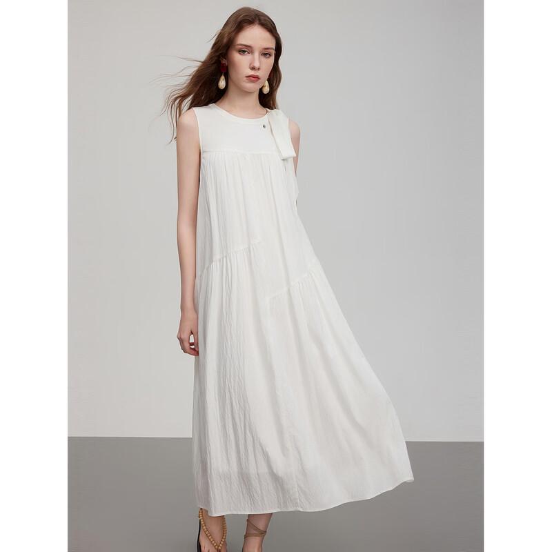ELLE Women s French Style White Sleeveless Dress L