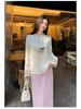 Rongtai Elegant High-Waist Lace Trim Straight Skirt with Back Slit - Women's Fashion 2026