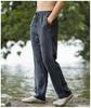 Men's Retro Chinese Style Linen Summer Trousers - Loose, Thin, Straight Casual Pants.