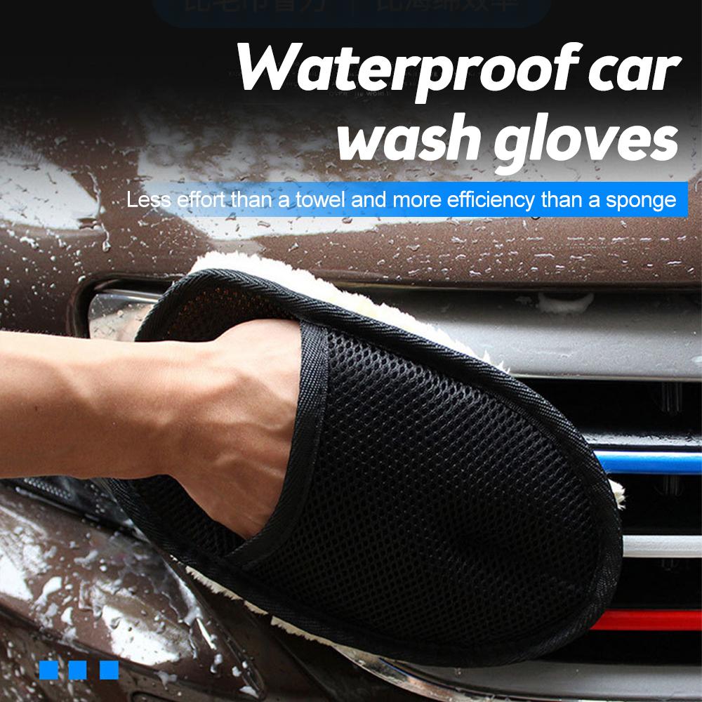 Car Wash Gloves Double-sided Imitation Wool Cashmere Gloves Car Cleaning Tool Beauty Care Thickened Waterproof Tool