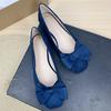 Fashion Flat Shoes for Women 2025 Spring and Autumn New Shallow Bow Square Toe Work Shoes Flat Large Size Women's Shoes Loafers