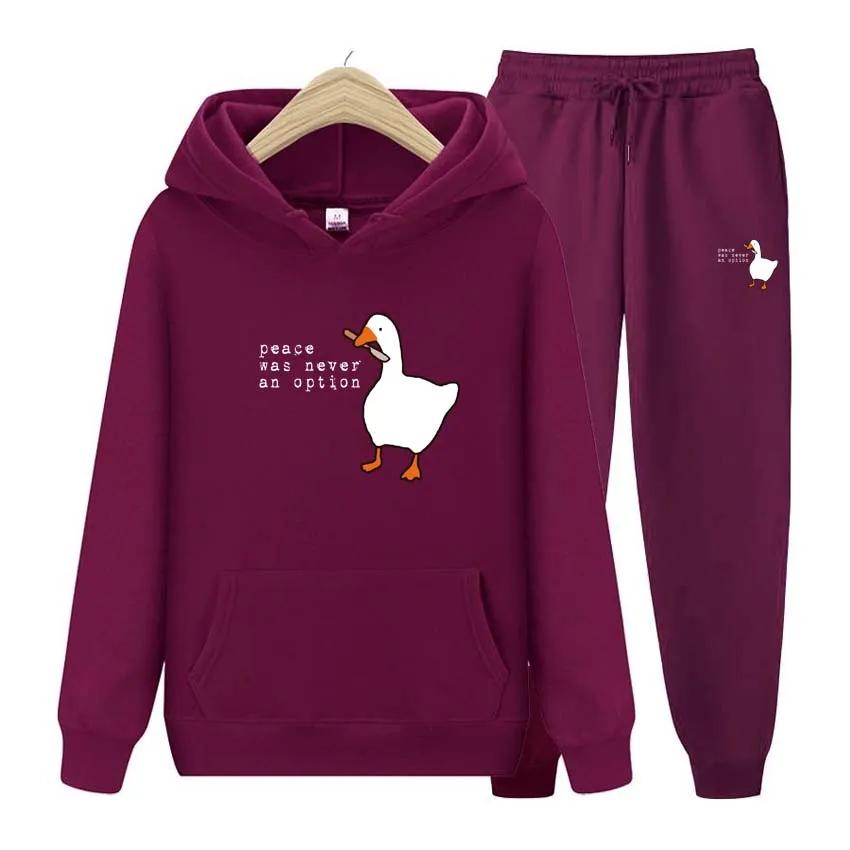 Peace Was Never An Option Two Piece Set  Printing Men Womens Hoodies Tracksuits Jogger Pants Thick Warm Clothes Men