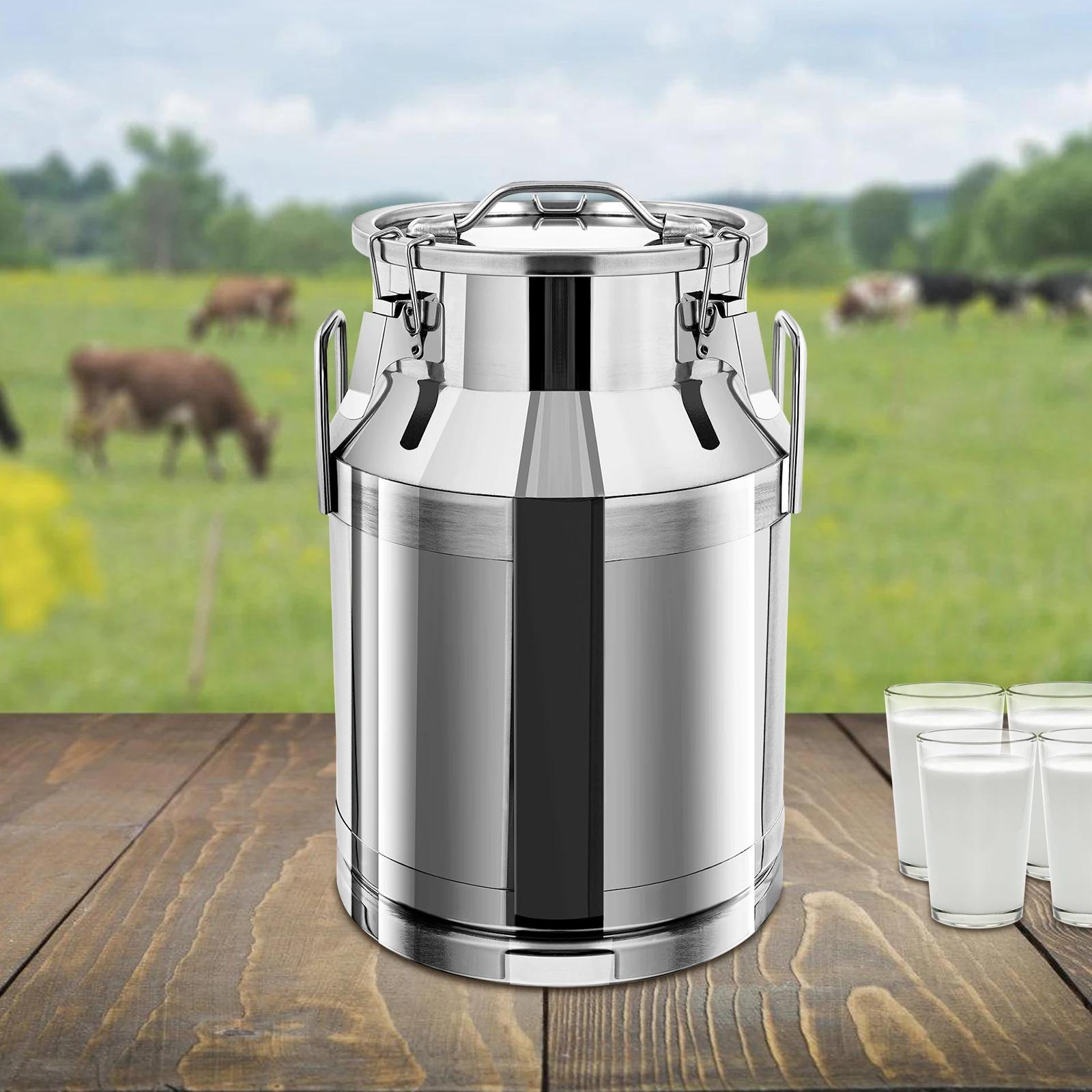 Lattina in Acciaio Inossidabile 304, Secchio da 30L per Latte e Vino, Secchio da Latte con Coperchio Ermetico (30L) argento