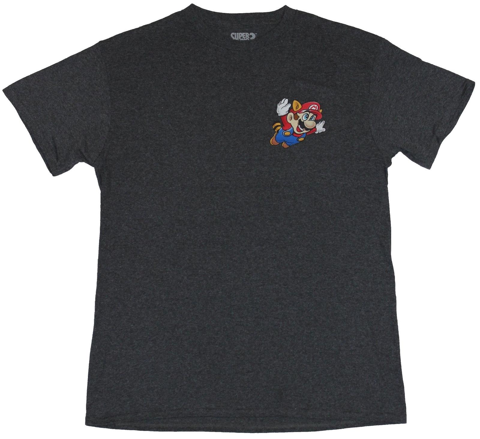 Super Mario Brothers Adult New T-Shirt - Flying Raccoon Lapel Mario Pic M