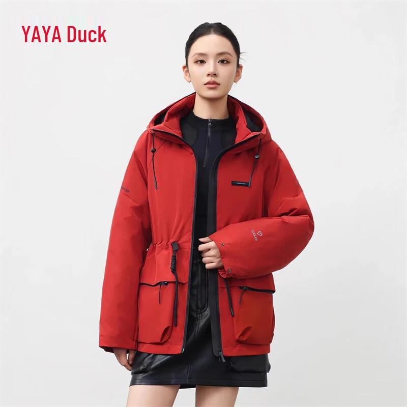 

YAYA 2025 Drawstring Waist Parka Down Jacket YE5B606343W XL