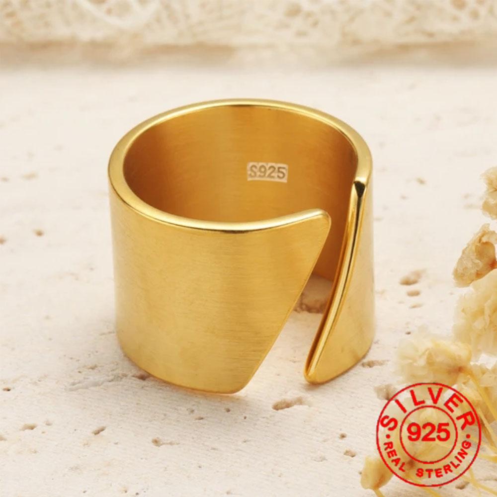 

BFCLUB Silver Color Rings for Women Simple Geometric Handmade Irregular Gold Wide Ring Allergy For Birthday Party Gift