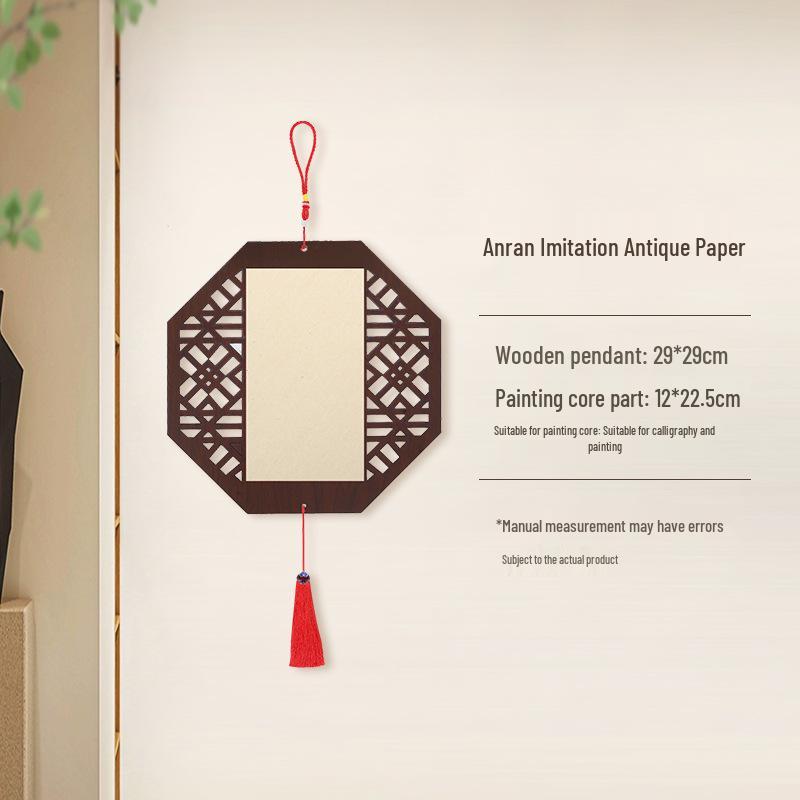 2026 New Chinese Style Fu Character Wooden Pendant with Blank Calligraphy Xuan Paper