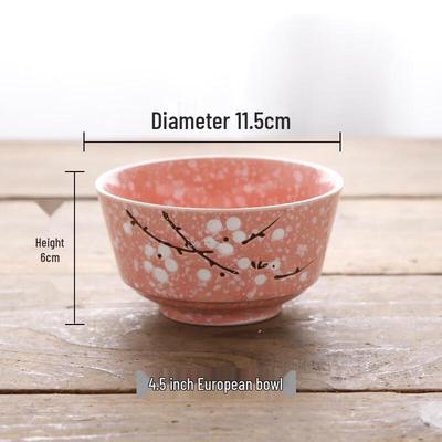 Ru Han 4,5-inch Roze Onderglazuur Emaille Rijstkom