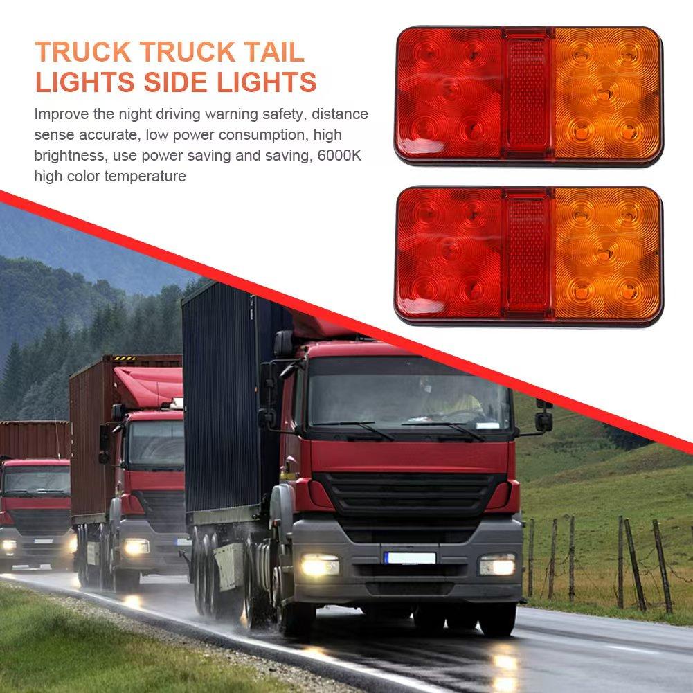 2PCS Truck Warning Indicator Light 12V Universal Trailer Tail Lights 10LED  Brake Stop Light Boat Truck Light Assembly