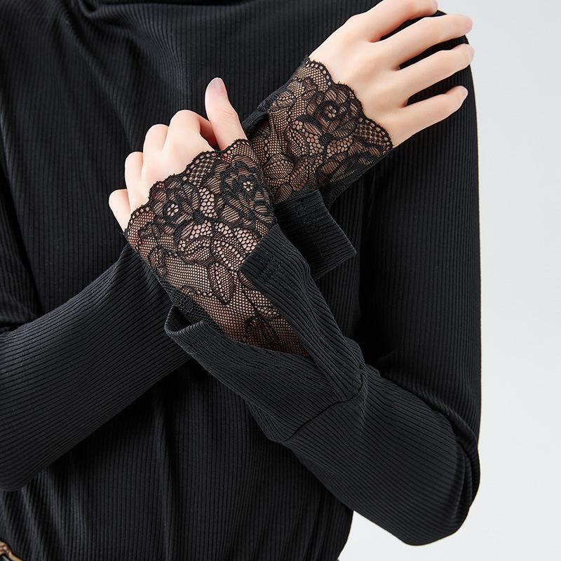 High-neck Base Shirt for Women New Women Lace Fashionable Shirt Temperament with Flap Sleeve Top
