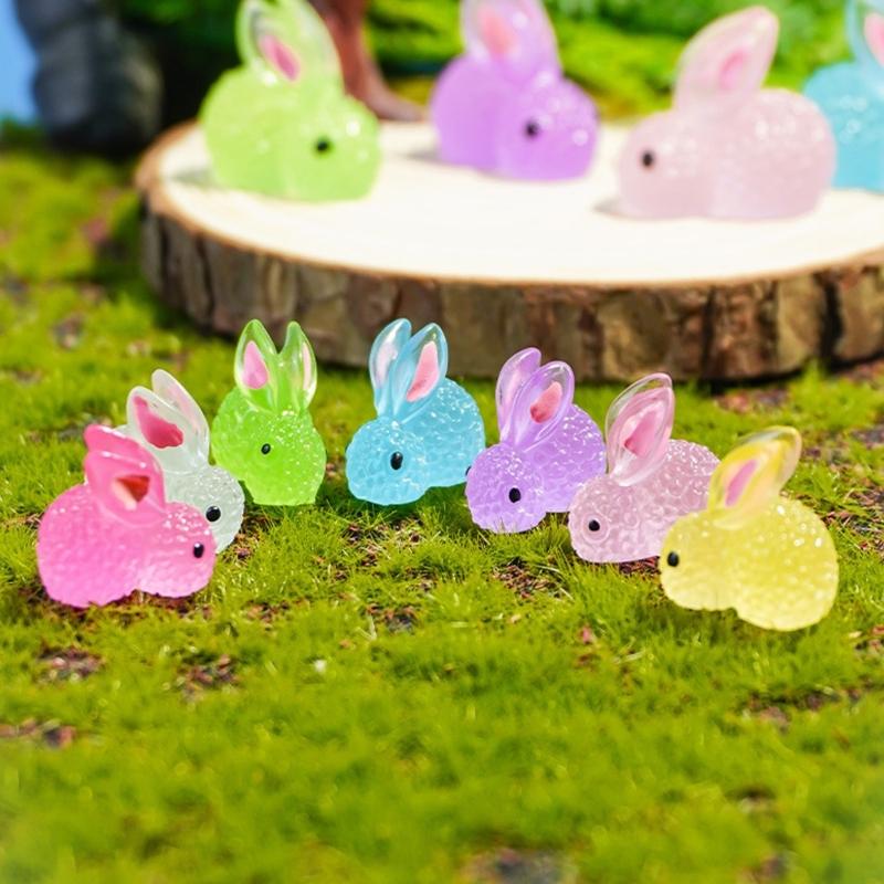 Pack of 500 Glow in the Dark Resin Rabbits Miniature Bunnies Figurines for Micros Landscape Decoration Craft Supplies