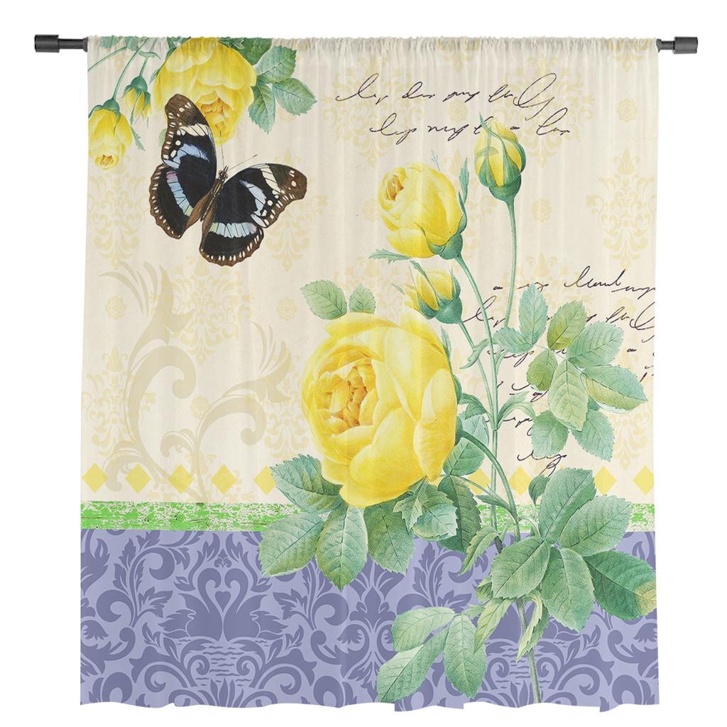 Kjøp Antikk plante Blomst Sommerfugl Chiffon Rene Gardiner Til Stue Soverom  Dekorasjon Vindu Tyll Gardiner Gardiner | Joom Norge, image size:1024x1024