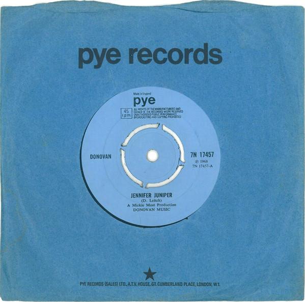 

7inch Record DONOVAN - Jennifer Juniper 7N17457 Pye Records 1968 UK Rock Used