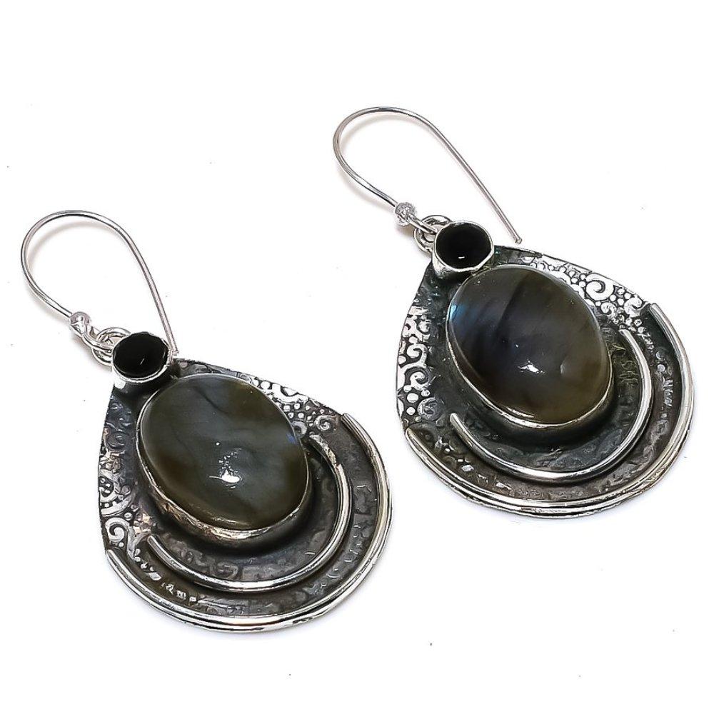 

Серьги из стерлингового серебра 925 пробы с натуральным лабрадоритом и шпинелью 2,25 дюйма y4H85