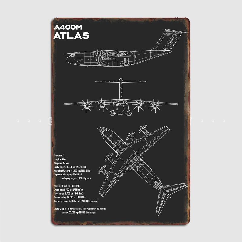 

Самолет Airbus A400M Atlas Металлический Постер Украшение Гаража Гостиная Кинотеатр Гостиная Пользовательский Жестяной Знак Постер 20x30cm（7.8x11.8inch）