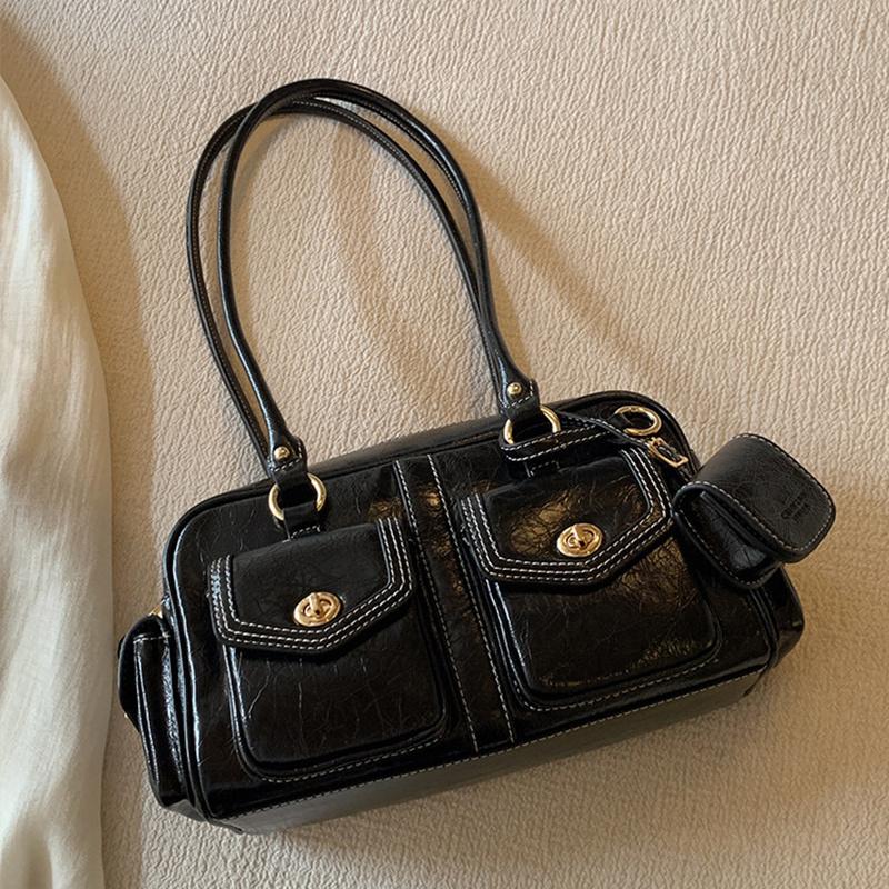 

Yogodlns Нова Ретро Сумка-Подушка Осінь і Зима Робота Велика Місткість Дорожня Сумка на Плече Висока Якість Сумка Під Пахву Бостон 26x7x16cm чорний