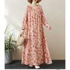 Round Neck Drawstring Loose Minimalist Long Sleeve Extra Long Dress Resort Style