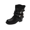 Women'S Shoes New Early Autumn Retro Metal Adjustable Height Increase Soft Dough Old Style Short Tube Western Knight Boots Women