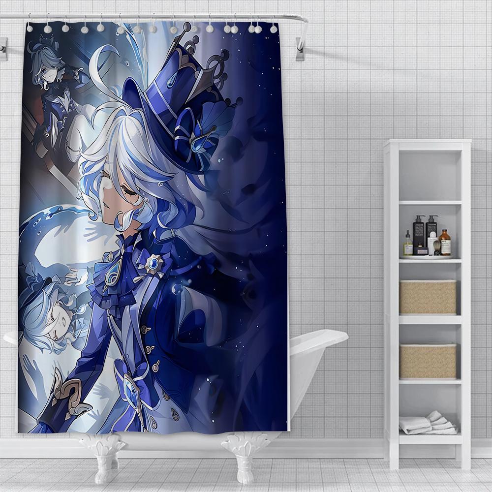 Shower Curtain Waterproof Polyester Fabric Paint Colorful Bath Curtains Genshin Impact Home Bathroom Decor Curtain With Hook