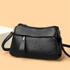 Women's Black Crossbody Bag with Embossed Kangaroo Logo Three Main Compartments Leather Shoulder Bag