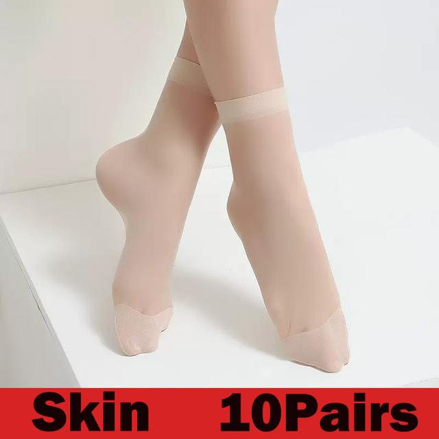 Summer Transparent Crystal Invisible Socks Women Sexy Ultra-thin Breathable Elastic Short Silk Socks Ladies Ankle Socks