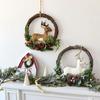 Handmade Christmas Wreath with Nordic Reindeer, Pine Cones, and Little Deer