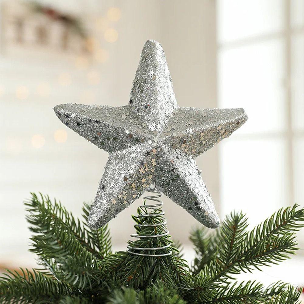 Unique Christmas Tree Topper Decoration Shiny Xmas Tree Ornament New Year Party