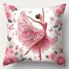 Home Decor Dancing Ballerinas With Roses And Butterflies Pattern Cushion Cover Suitable For Sofa Bedroom Car Pillow Cover