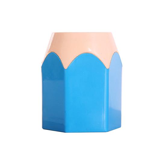 

Lovely Color-blocking Desktop Pen Holder Home Makeup Brush Storage Box Container синий