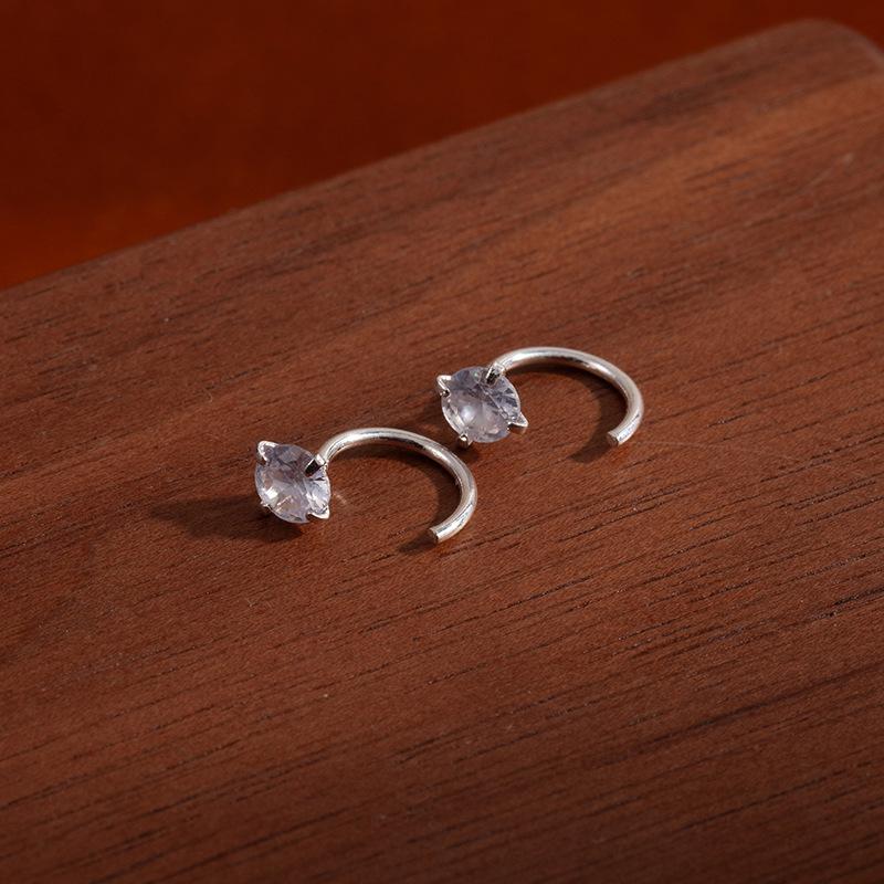 Simple Temperament, Flash Diamond, Zircon Earbone, Plain Ring Earrings, Ear Holes, C-Shaped Earrings, Women S Versatile Earrings.