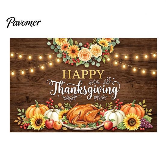 Dekorative Herbstszene für Party 70 x 45 Zoll Kürbis-Hintergrund, Herbsternte-Gnom-Dekorationen Vogelscheuche Fotografie-Hintergrund, Thanksgiving-Banner