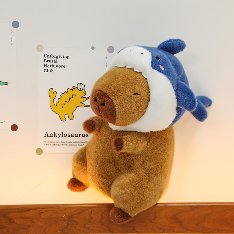 Internet celebrities shark headgear kapibara snot bear capybara plush toy doll children sleeping pillow rag doll